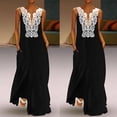 thumbnail image 1 of WILLBEST Vestidos Empalme V Cuello Encaje Verano Casual Vintage Vestido sin Mangas Diario Hueco Mujeres Vestido de Mujer Extra Grande, 1 of 3