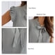 thumbnail image 4 of Blusa de punto con manga casquillo, elegante, informal, a la moda, con volantes y lazo atado, Top con manga casquillo para mujer, gris L, 4 of 5