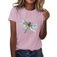 thumbnail image 2 of Hauts d'Été pour Femmes, Blouses Décontractées Élégantes 2024, T-Shirts Mode Décontractée Imprimé Col Rond Manches Courtes T-Shirt Rose, 2 of 5