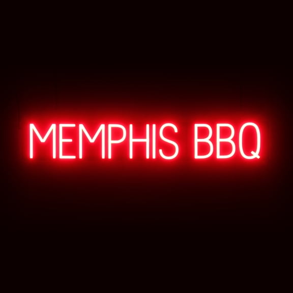 SpellBrite MEMPHIS BBQ LED Sign for Business. 39.8" x 6.3" Red MEMPHIS BBQ Sign Has Neon Sign Look With Energy Efficient LED Light Source. Visible from 500  Feet, 8 Animation Settings.