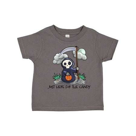 

Inktastic Just Here for the Candy with Cute Grim Reaper Gift Toddler Boy or Toddler Girl T-Shirt