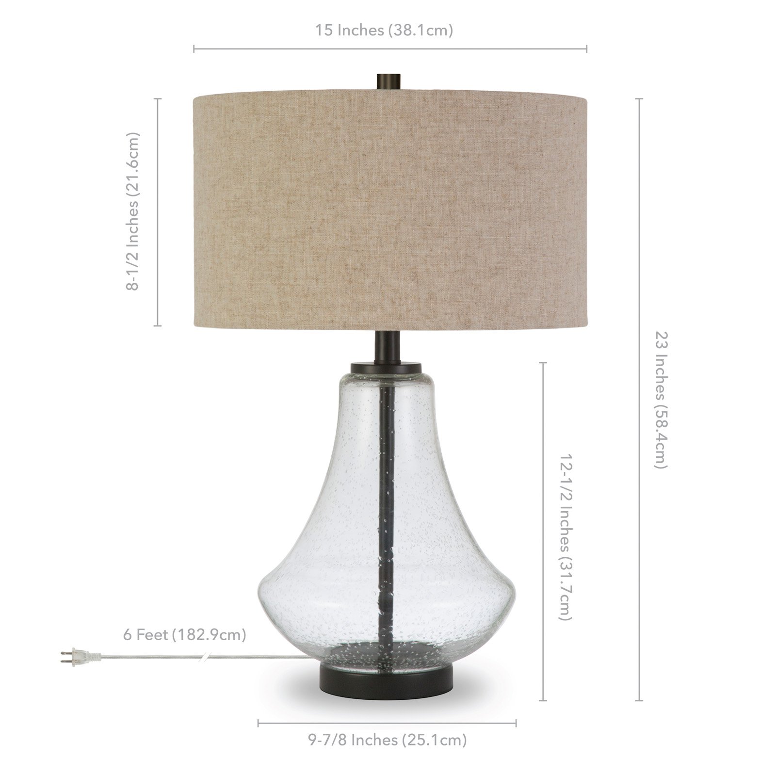 Seeded glass table lamp sales