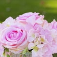 thumbnail image 3 of Enova Home Mixed Artificial Silk Hydrangea and Roses Faux Flowers Arrangement in Ceramic Pot for Home Office Wedding Decoration (Pink), 3 of 4
