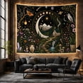 thumbnail image 6 of Crescent Moon Framing a Woodland Cottage, Mystical Fantasy for Nature Lovers, Woodland Wall Decor, Housewarming Gift Tapestry Wall Hanging for Bedroom, Living Room and Dorm, 6 of 7