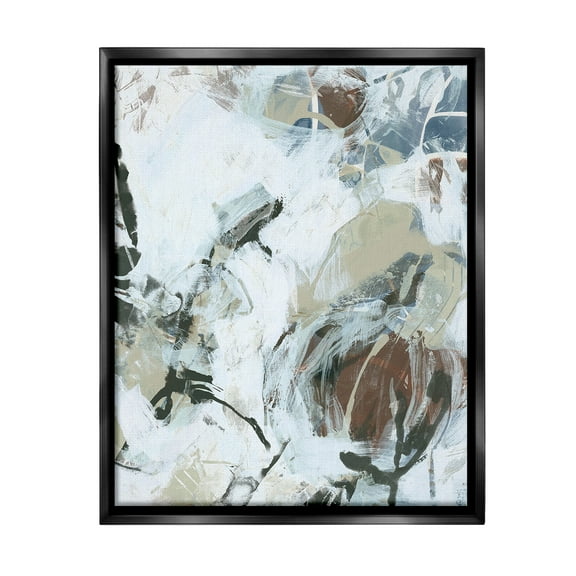 Stupell Industries Expressive Neutral Abstraction Abstract Painting Black Floater Framed Canvas Art Print Wall Art, 17 x 21