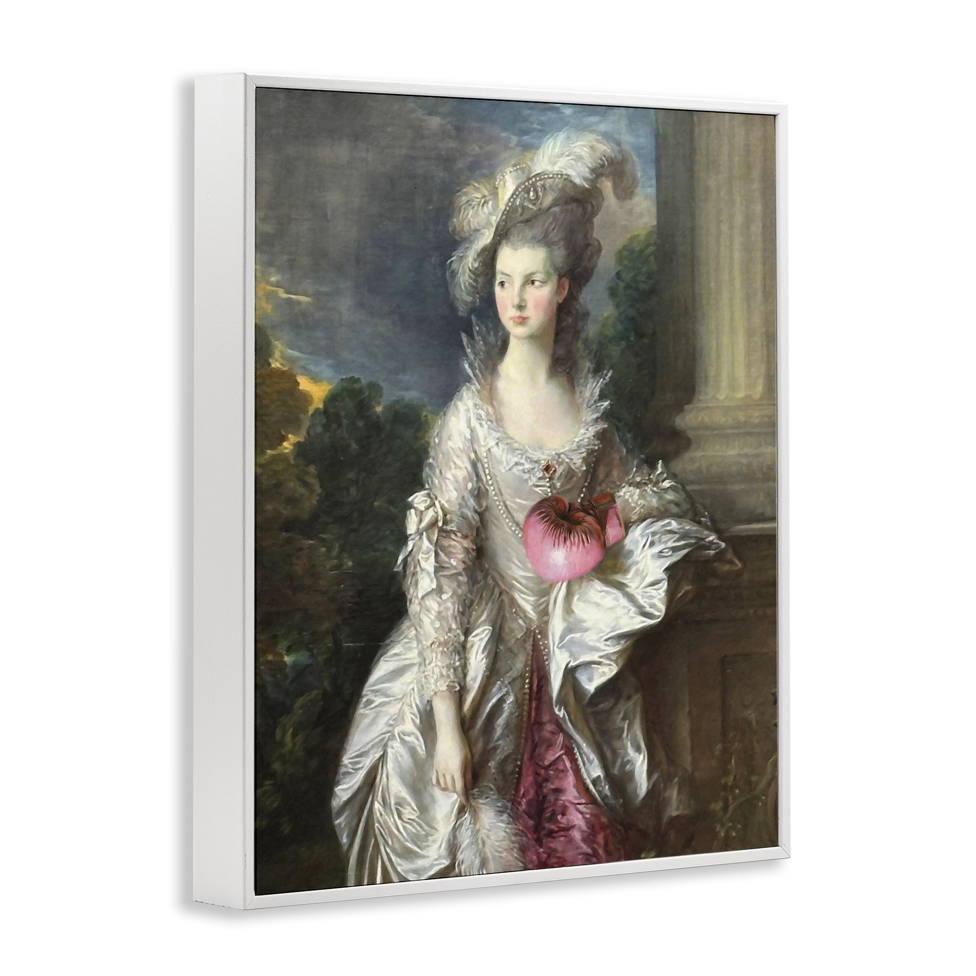Stupell Industries Historical Lady with Boxing Glove White Framed Giclee Art, design by Grotto Studios