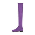 thumbnail image 2 of YDN Women Classic Round Close Toe Suede Side Zipper Knee High Boots Chunky Low Heel Stretchy Over The Knee Boots Shoes Size 11 Purple, 2 of 4