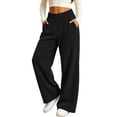 thumbnail image 2 of LUGOGNE Girls Corduroy Pants with Pockets - Elastic Waist Straight Leg Casual Sweatpants Kids Clothing Black,Size 14, 2 of 8