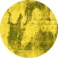 thumbnail image 1 of Ahgly Company Machine Washable Indoor Round Abstract Yellow Modern Area Rugs, 7' Round, 1 of 4