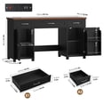 thumbnail image 3 of Homfa 59.1" Computer Desk with Outlet, Thinken Study Writing Desk with 3-Drawer and Door Shelf for Home Office Living Room, Black, 3 of 7