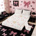 thumbnail image 2 of Meiyoeat Romantic Floral Roses Bed Sheets 4-Piece, Pink Ballet Bow Full Size Sheets, Pink Green White, 2 of 6