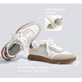 thumbnail image 2 of Zapatillas LUCKY STEP para mujer, clásicas, retro, suela de goma, piel blanco/beige, 2 of 8