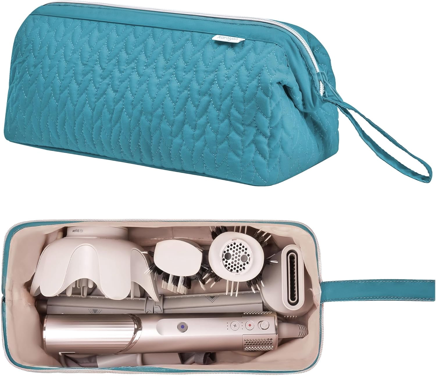 Aorsher Hair Dryer Travel Storage Bag Compatible with Shark Flex Style, Portable Organizer Bag for Styling Tools for Hair Dryer Brush, Flat Iron & Curling Iron Accessories, Teal Green