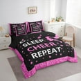 thumbnail image 3 of jejeloiu Girly Cheerleading Bedding Comforter Set 7pcs,Cheerleader Dancer Queen Bedding Sets,Pink Bling Diamond Queen Sheet Sets For Teens,Luxury Bedroom Decor Reversible, 3 of 8