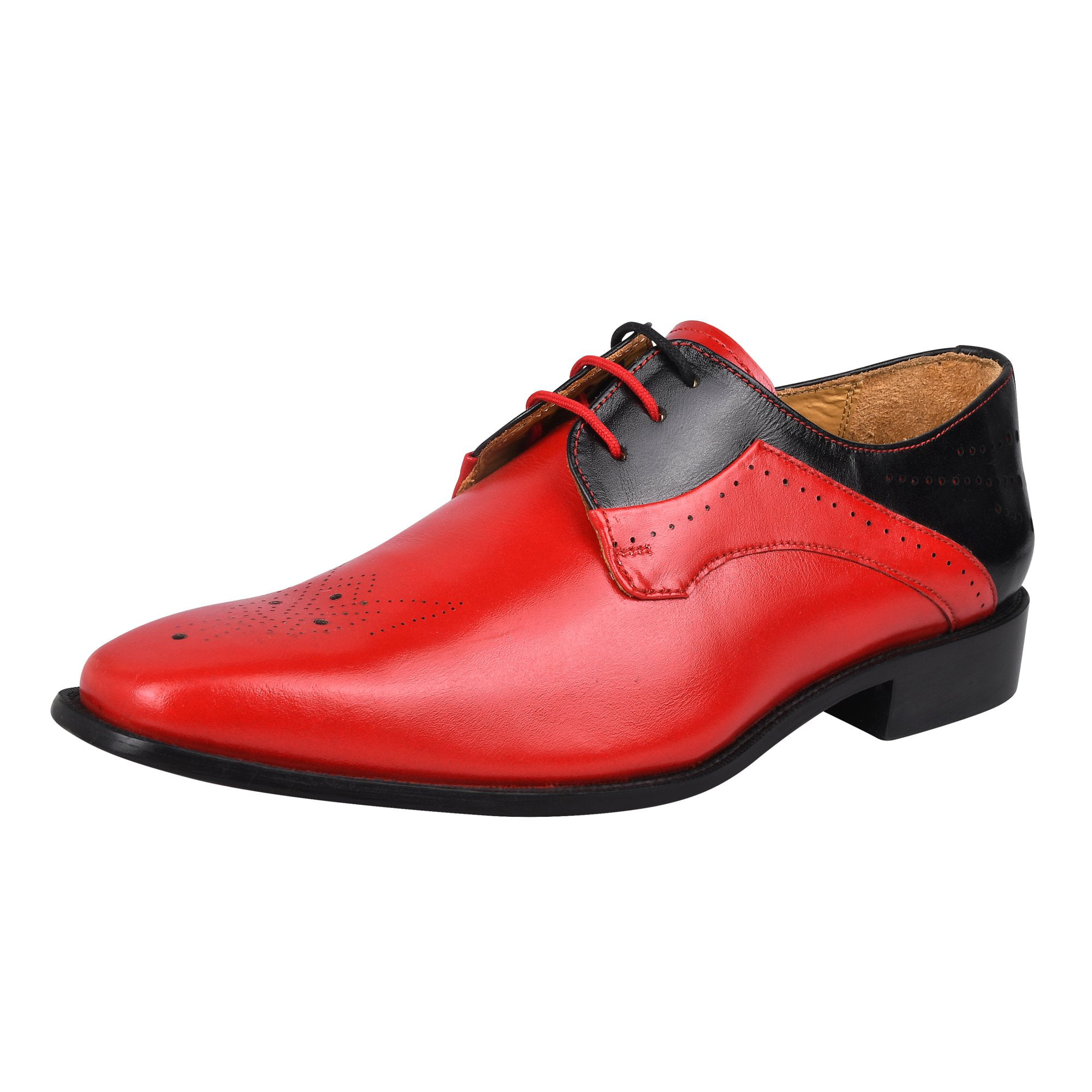 LIBERTYZENO Mens Leather Oxford Dress Shoes, Black/Red - Walmart.com