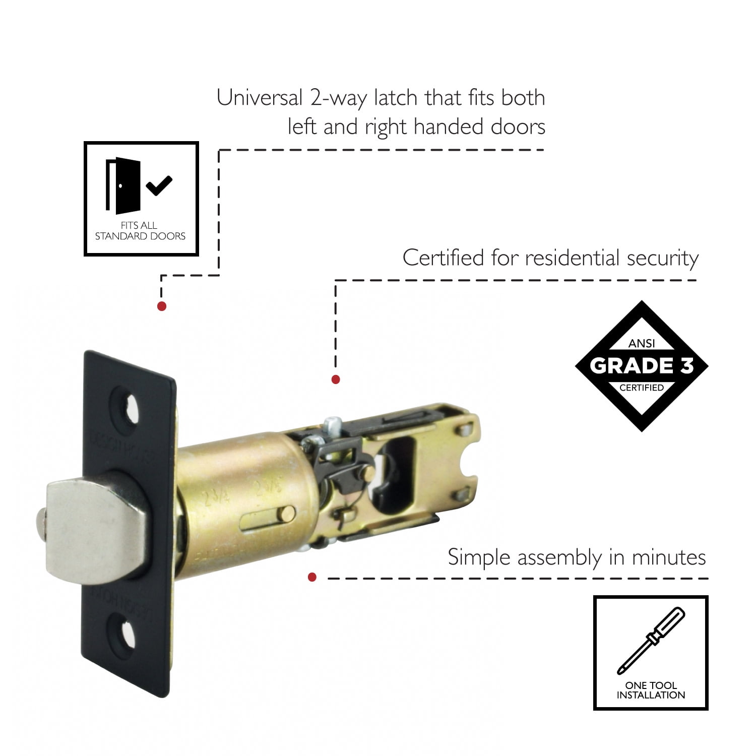 Design House 2-Way Replacement Entry Latch in Oil-Rubbed Bronze 703561