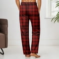 thumbnail image 4 of Men's Pajama Pants Ultra Lightweight Plaid Pjs Bottoms Sleepwear Bottom Pants with Pocket Drawstring Wide Leg Stright Sleep Pants (24-Brick Red, X-Large), 4 of 6