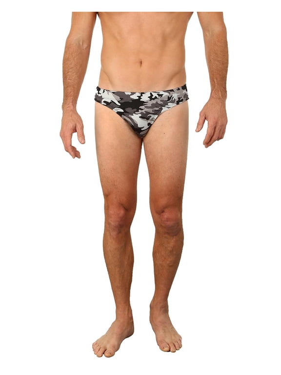 Mens Brief Swimwear Colored Swim Suit Beachwear, Black Camo, Size: Small