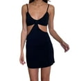 thumbnail image 2 of SAYOO Vestido de tirantes de color liso para mujer, falda adelgazante con cintura hueca y cuello bajo SAYOO  Sexy, 2 of 6