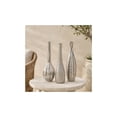 thumbnail image 4 of DecMode 3"W, 12"H Abstract Slim Textured Bottleneck Silver Ceramic Vase with Varying Patterns, Set of 3, 4 of 20