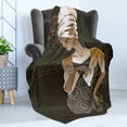 thumbnail image 4 of African Soft Flannel Fleece Throw Blanket, Sketch of Lady Geometric Doodles Print, Cozy Plush for Indoor and Outdoor Use, 70" x 90", Taupe Pale Brown, by Ambesonne, 4 of 5