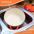 thumbnail image 5 of Olla holandesa de hierro fundido con tapa – Cacerola esmaltada antiadherente apta para horno – Batería de cocina resistente para horno holandés – Naranja, 7.3 cuartos, 30 cm – de Nuovva, 5 of 5