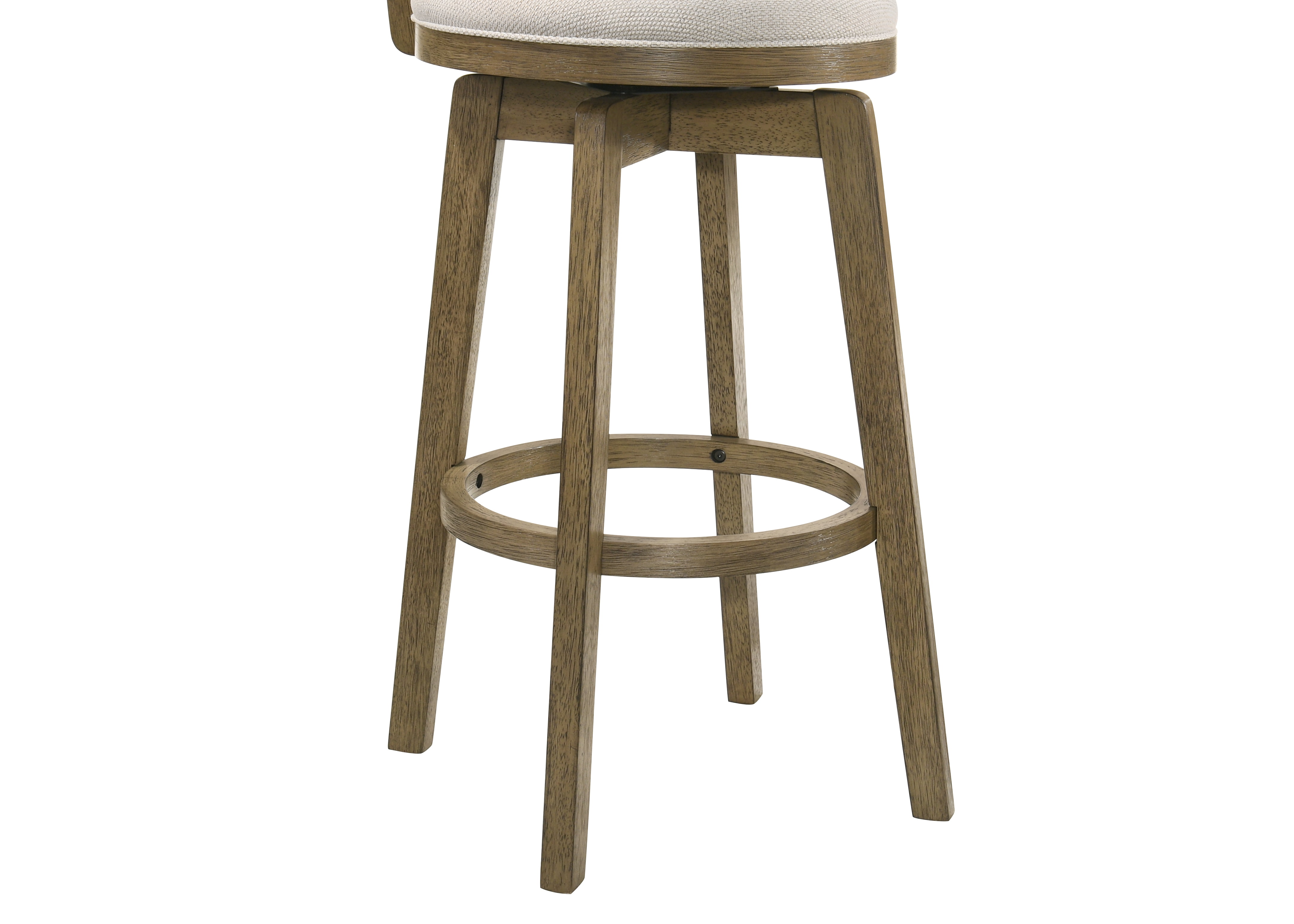 Armen living Isla 26 in. Putty Brown Counter Height Rubberwood Swivel Barstool with Cream Fabric Seat