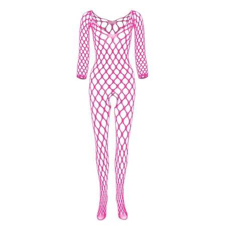 Tbopshirt Lingerie for Women Clearance Up to 50% off Womens Lingeries Fishnet Open Crotch Seamless Mesh Netting Stockings Chemise Hollow Out Bodysuit Sleepwear Valentines Day Gift for Her
