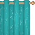 thumbnail image 4 of ZOPZO Blackout Curtains, Silver Wave Line Print, Peacock Blue, 52W x 96L Inch, Noise Reducing, Privacy Drapes for Bedroom, 2 Panels, 4 of 8