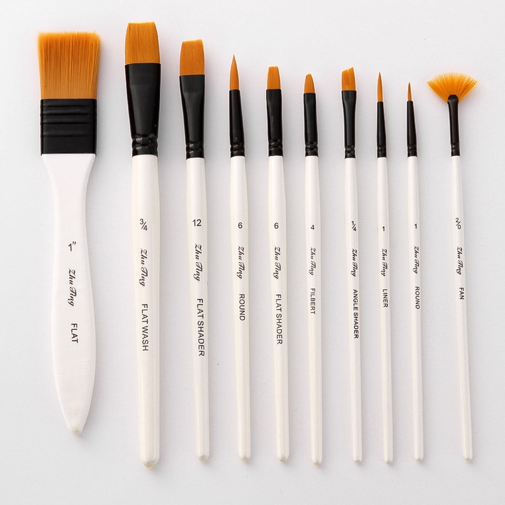 10pcs Paint Brushes Set Kit Artist Paintbrush Multiple Mediums Brushes with Carry Bag Nylon Hair