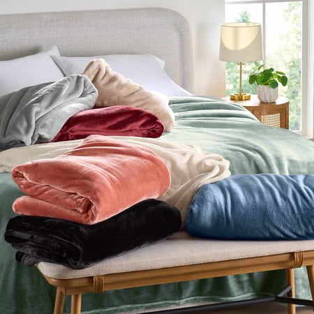 BETTER HOMES & GARDENS LUXURY VELVET PLUSH BLANKET, BLUE, FULL/QUEEN