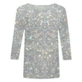 thumbnail image 4 of YDLCAFD T-Shirt Femme Manches 3/4 Imprimé Paillettes Col Rond T-Shirt, 4 of 4
