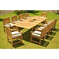 thumbnail image 6 of Teak Dining Set: 10 Seater 11 Pc: 117" Double Extensions Rectangle Dining Table & 10 Devon Arm/Captain Chairs Outdoor Patio Grade-A Teak Wood WholesaleTeak #WMDSDVv, 6 of 6