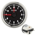 thumbnail image 4 of Reloj universal de 2 pulgadas de 0 a 12 horas, panel de instrumentos, pantalla de indicadores, luz de fondo roja, 12 V/24 V, para coche, barco, yate, esfera negra, marco plateado, 4 of 12