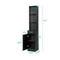 thumbnail image 4 of IVV Freestanding Tall Storage Cabinet with 1 Door, 1 Drawer & 3 Open Shelves – Black MDF Floor Cabinet for Bathroom & Home – 13.38"L x 12.29"W x 70.79"H, 4 of 7