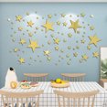 thumbnail image 2 of 82 pegatinas de pared con estrellas negras, plateadas y doradas, decoración de pared con cielo estrellado, para habitación de bebé, dormitorio, pasillo, muebles, sala de estar (C: Estrella: Oro), 2 of 4