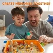 Klever Kits Construction Sensory Bin with Glow-in-The-Dark Stones, Play Sand Toy Gifts for Boys Girls Age 3+