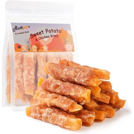 ASMPET Sweet Potato Dog Treats Natural Chicken Jerky & Sweet Potato Chews for All Dogs 15pcs