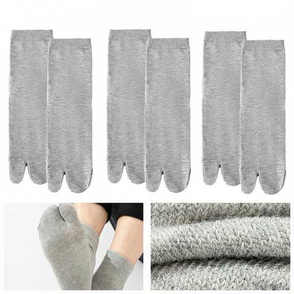 TELOLY Flip Flop Socks,High-Quality Cotton Blend Toe Socks Women,Comfortable Fit Tabi Socks,Gray