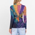 thumbnail image 7 of Womens Mardi Gras Shirts Glitter Mask Print V Neck Tops Sequins Long Sleeve Novelty Tunic Tops Blue M, 7 of 7