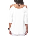 thumbnail image 6 of hotojiny Cold Shoulder Tops for Womens Cute Scoop Neck 3/4 Sleeve Shirt Summer Fashion Outfits Spring Beach Vacation T Shirts, 6 of 7