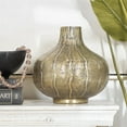 thumbnail image 2 of DecMode 13" Wide Snakeskin Inspired Brass Metal Vase with Dimensional Wavy Accents, 2 of 9