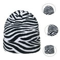 thumbnail image 3 of Student Beanie Hat Leopard Pattern Warm Autumn Winter Thick Stretchy Cap for Outdoor, 3 of 10
