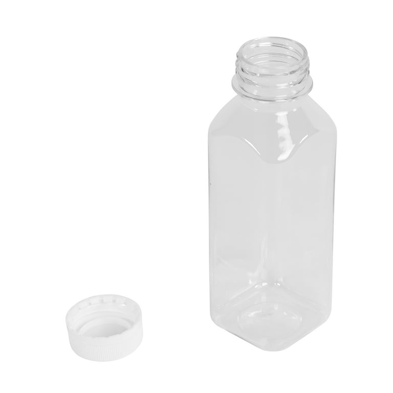 G Francis Plastic Juice Bottles with Caps in White - 100pk 12oz