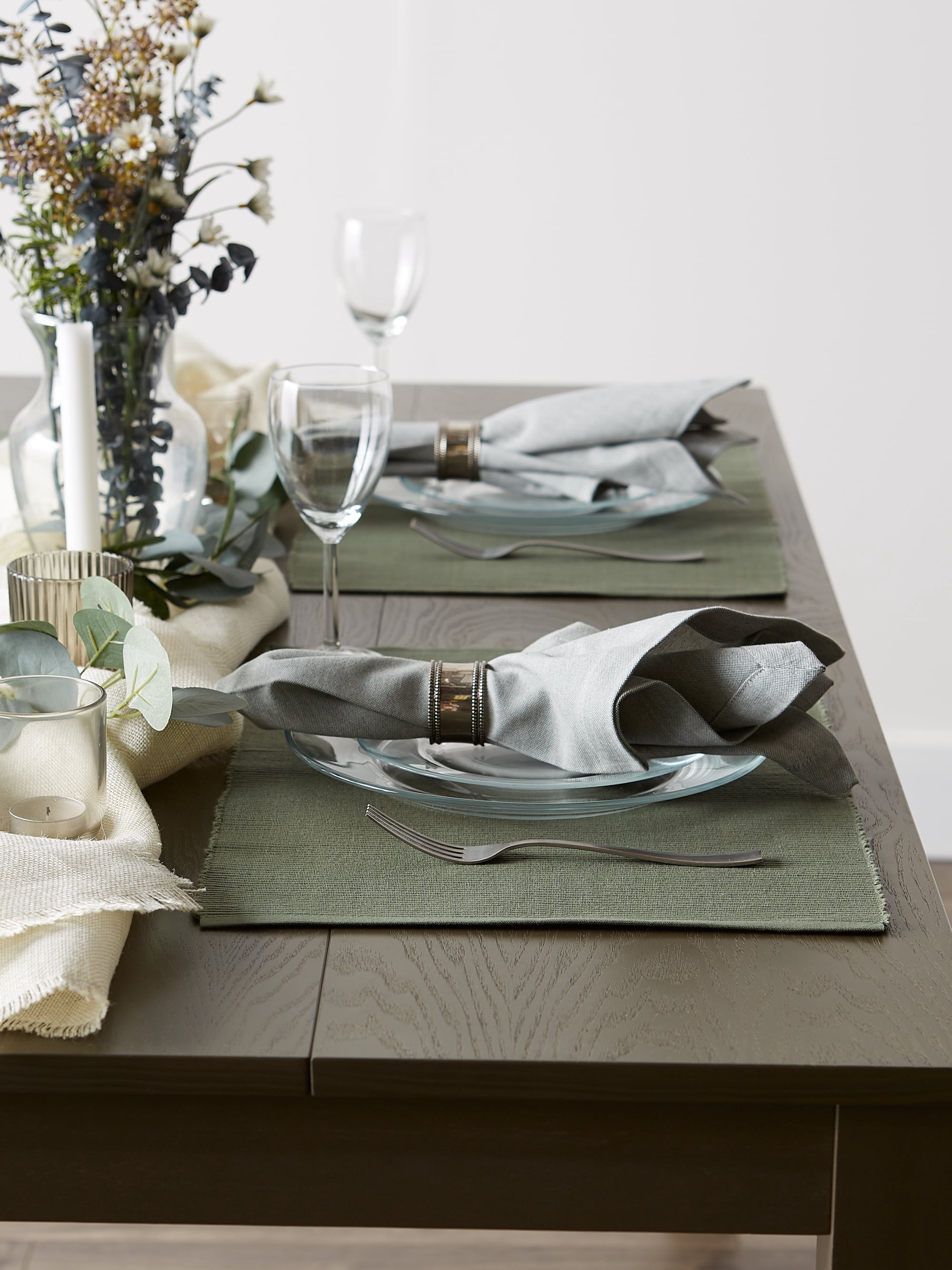 DII Modern Style Cotton Ribbed Placemat in Artichoke Green (Set of 6)