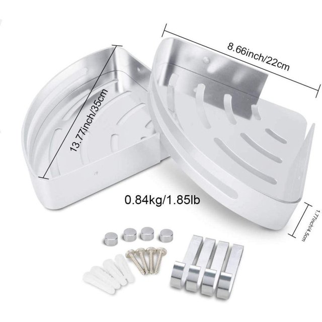 2 estantes de ducha sin taladrar, estante de ducha, estante de esquina, triángulo, cesta de ducha, estante de ba?o, sin taladrar, estante de ba?o, estante de esquina ShuxiuWang 8390605516702