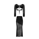 thumbnail image 5 of VISgogo - Conjunto de 2 piezas para discoteca para mujer, tops cortos de manga larga hueca + falda larga de punto blanca VISgogo  moda, 5 of 9