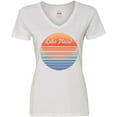 thumbnail image 3 of Inktastic Lake Placid Retro Sunset Women's V-Neck T-Shirt, 3 of 5