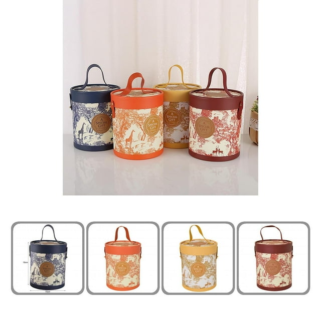 Gift Box Floral Print Widely Applied Round Shape Lid Bucket Florist Gift Packaging Box for Party