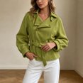 thumbnail image 4 of Enjoytime Cropped Jackets for Women Long Sleeve Notch Lapel Belted Short Trench Coat Fall Fashion Trendy Work Casual Outerwear, 4 of 7